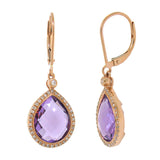 0.25ct Diamond & 8.90ct Amethyst 14k Rose Gold Earring