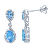 0.25ct Diamond & 2.15ct Blue Topaz 14k White Gold Earring