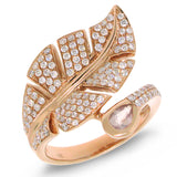 0.84ct Diamond & 0.27ct Rose Quartz 14k Rose Gold Leaf Ring