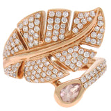0.84ct Diamond & 0.27ct Rose Quartz 14k Rose Gold Leaf Ring