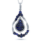 0.14ct Diamond & 1.18ct Blue Sapphire 14k White Gold Pendant
