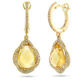 0.48ct Diamond & 3.58ct Citrine 14k Yellow Gold Earring