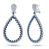 1.46ct Diamond & 3.03ct Blue Sapphire 14k White Gold Earring