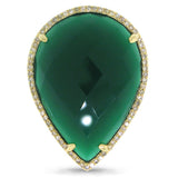 0.22ct Diamond & 16.79ct Green Agate 14k Yellow Gold Ring