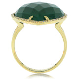 0.22ct Diamond & 16.79ct Green Agate 14k Yellow Gold Ring