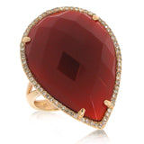 0.22ct Diamond & 16.79ct Red Agate 14k Rose Gold Ring