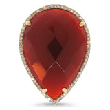 0.22ct Diamond & 16.79ct Red Agate 14k Rose Gold Ring