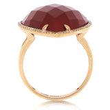 0.22ct Diamond & 16.79ct Red Agate 14k Rose Gold Ring
