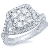 1.05ct 14k White Gold Diamond Cluster Engagement Ring