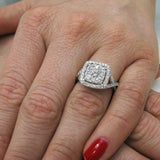 1.05ct 14k White Gold Diamond Cluster Engagement Ring