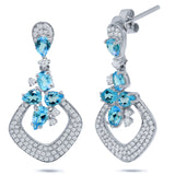 0.53ct Diamond & 2.00ct Blue Topaz 14k White Gold Earring