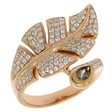 0.84ct Diamond & 0.27ct Smokey Quartz 14k Rose Gold Leaf Ring