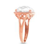 0.12ct Diamond & 11.48ct White Topaz 14k Rose Gold Ring