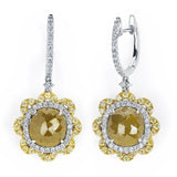 6.03ct 14k Two-tone Gold White, Fancy & Rough Diamond Earring