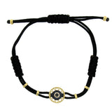 0.07ct Diamond & 0.15ct Blue Sapphire 14k Yellow Gold Eye Bracelet