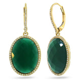 0.38ct Diamond & 14.25ct Green Agate 14k Yellow Gold Earring