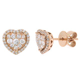 0.41ct 14k Rose Gold Diamond Heart Stud Earring