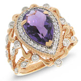 0.35ct Diamond & 3.04ct Amethyst 14k Two-tone Rose Gold Ring