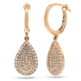 0.76ct 14k Rose Gold Diamond Pave Drop Earring