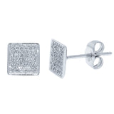 0.23ct 14k White Gold Diamond Pave Square Earring
