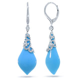 0.25ct Diamond & 11.08ct Composite Turquoise 14k White Gold Earring