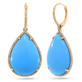 0.46ct Diamond & 27.04ct Composite Turquoise 14k Rose Gold Earring