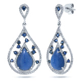 0.60ct Diamond & 5.38ct Blue Sapphire & Kyanite 14k White Gold Earring