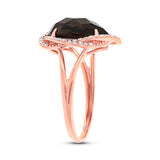 0.26ct Diamond & 2.97ct Smokey Topaz 14k Rose Gold Ring