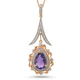 0.46ct Diamond & 2.85ct Amethyst 14k Two-tone Rose Gold Pendant