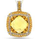 0.42ct Diamond & 13.99ct Citrine & 1.69ct Yellow Sapphire 14k Yellow Gold Pendant