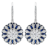 1.48ct Diamond & 0.43ct Blue Sapphire 14k White Gold Earring