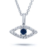 0.09ct Diamond & 0.08ct Blue Sapphire 14k White Gold Eye Necklace