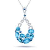 0.20ct Diamond & 3.63ct Blue Topaz & Blue Sapphire 14k White Gold Pendant