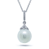 0.06ct 14k White Gold Diamond & Fresh Water Pearl Pendant