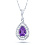 0.38ct Diamond & 1.16ct Amethyst 14k White Gold Pendant