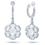 0.39ct Diamond & 4.18ct White Topaz 14k White Gold Earring