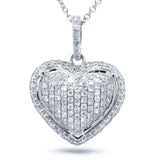 0.32ct 14k White Gold Diamond Pave Heart Necklace