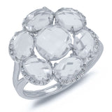 0.14ct Diamond & 3.76ct White Topaz 14k White Gold Ring