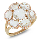 0.14ct Diamond & 3.76ct White Topaz 14k Rose Gold Ring