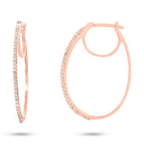 0.19ct 14k Rose Gold Diamond Oval Hoop Earring