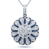 0.81ct Diamond & 0.26ct Blue Sapphire 14k White Gold Pendant