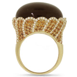 0.86ct Diamond & 39.75ct Smokey Topaz & Yellow Sapphire 14k Yellow Gold Ring