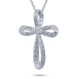 0.23ct 14k White Gold Diamond Cross Necklace
