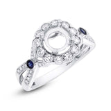 0.53ct Diamond & 0.15ct Blue Sapphire 14k White Gold Semi-mount Ring