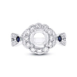 0.53ct Diamond & 0.15ct Blue Sapphire 14k White Gold Semi-mount Ring
