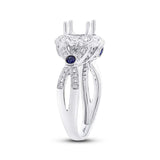 0.53ct Diamond & 0.15ct Blue Sapphire 14k White Gold Semi-mount Ring
