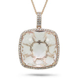 0.30ct Diamond & 18.18ct White Topaz 14k Rose Gold Pendant