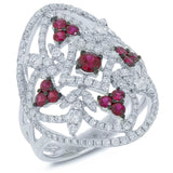 1.10ct Diamond & 0.65ct Ruby 14k White Gold Ring