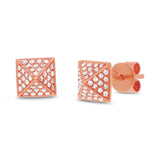 0.18ct 14k Rose Gold Diamond Pave Pyramid Stud Earring