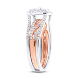0.86ct 14k Two-tone Rose Gold Diamond Wedding Set Cluster